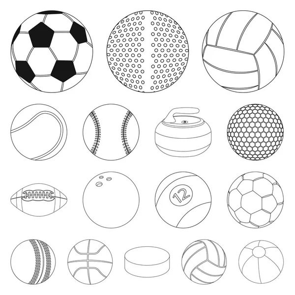 Spor ve topu simgesini yalıtılmış nesne. Spor ve spor stok vektör çizim koleksiyonu. — Stok Vektör