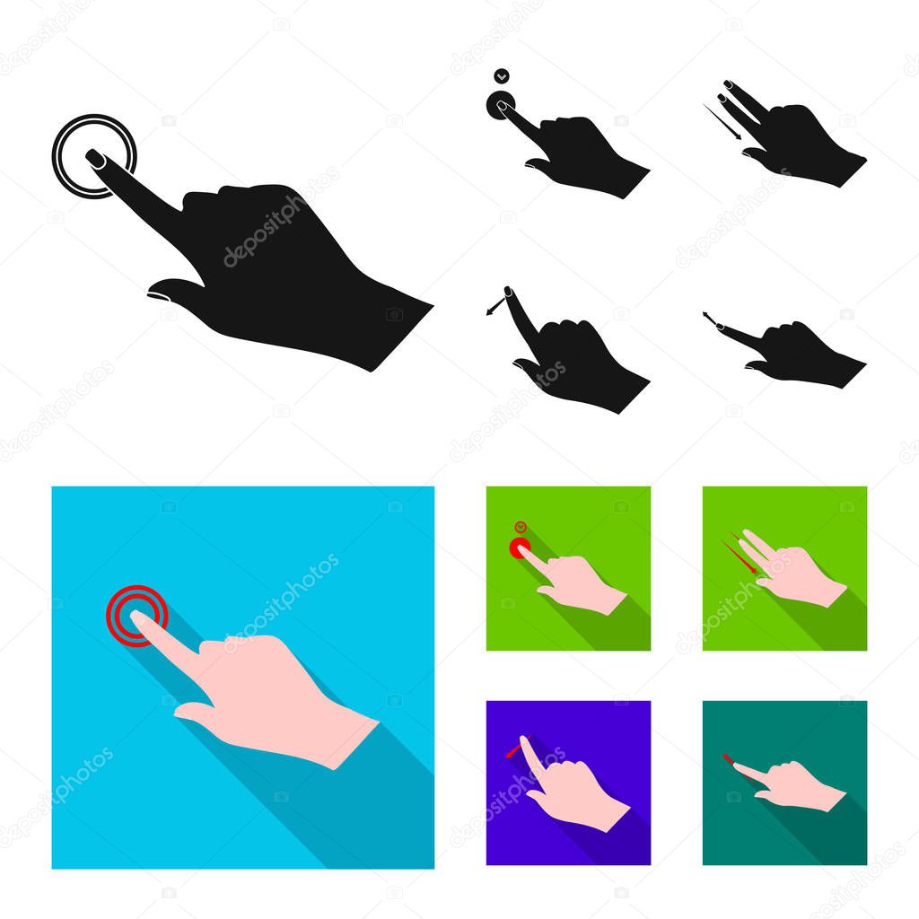 Isolated object of touchscreen and hand icon. Set of touchscreen and touch stock symbol for web.