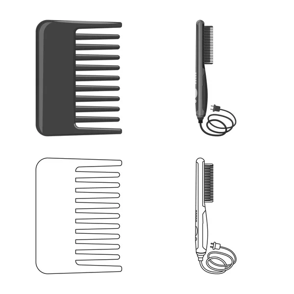Diseño vectorial del cepillo y el icono del cabello. Colección de cepillo y cepillo de pelo vector de ilustración . — Vector de stock