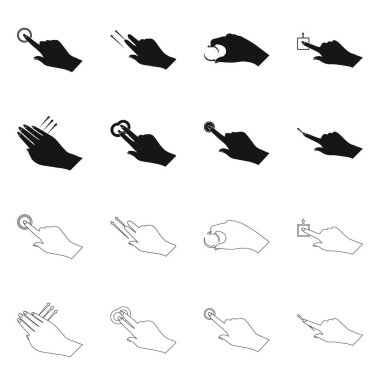 Dokunmatik ve el simge vektör tasarımı. Dokunmatik ekran ayarla ve stok vektör çizim değmek.