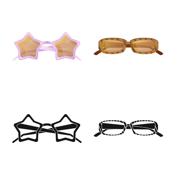 メガネ ・ サングラスのアイコンのベクター デザイン。Web のメガネとアクセサリーのストック シンボルのコレクション. — ストックベクタ