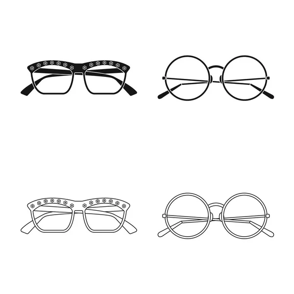 Objeto aislado de gafas y logotipo de gafas de sol. Colección de gafas y símbolo de stock accesorio para web . — Archivo Imágenes Vectoriales