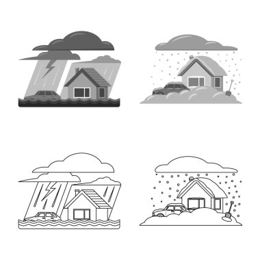 Doğal ve felaket simge vektör Illustration. Doğal kümesi ve hisse senedi için risk vektör simgesi.