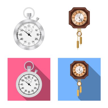 Saat ve saat işareti yalıtılmış nesne. Saat ve daire hisse senedi vektör çizim topluluğu.