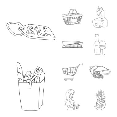 Yiyecek ve içecek simgesi yalıtılmış nesne. Gıdaların ve hisse senedi vektör çizim saklama.