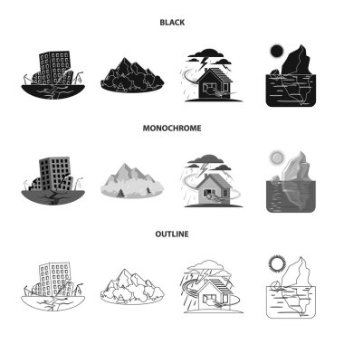 Doğal ve felaket sembolü yalıtılmış nesne. Doğal kümesi ve web için risk hisse senedi simgesi.