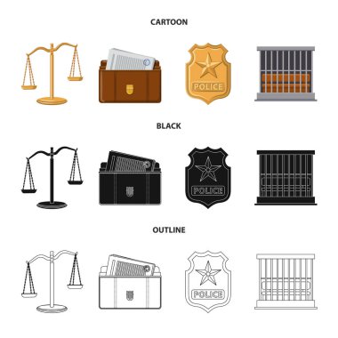 Hukuk ve avukat simgesi yalıtılmış nesne. Hisse senedi için hukuk ve adalet vektör simge kümesi.