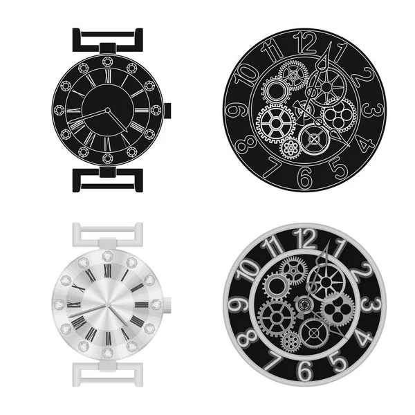 Oggetto isolato di orologio e tempo logo. Set di orologio e cerchio stock vettoriale illustrazione . — Vettoriale Stock