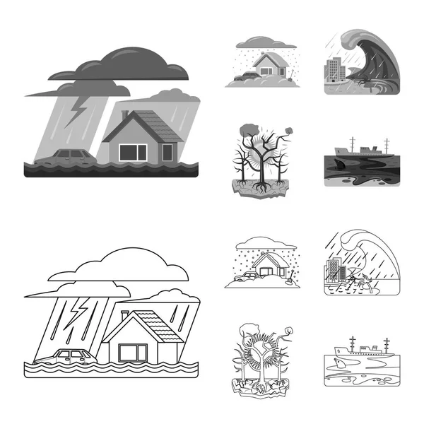 Ilustración vectorial del icono natural y del desastre. Conjunto de icono de vector natural y de riesgo para stock . — Vector de stock