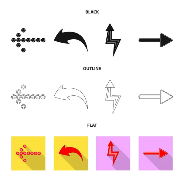 Ilustración vectorial del signo de elemento y flecha. Conjunto de ilustración de vector de stock de elemento y dirección . — Archivo Imágenes Vectoriales