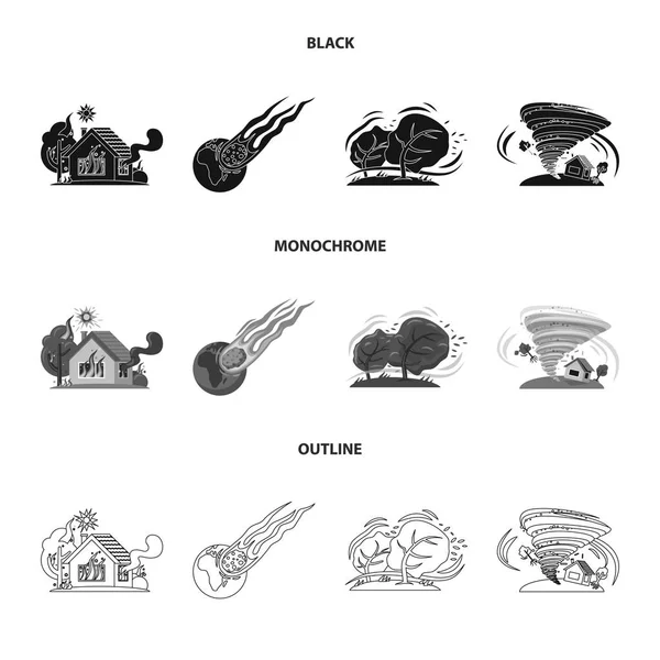 Векторная иллюстрация логотипа стихийного бедствия. Набор векторных иллюстраций природных ресурсов и рисков . — стоковый вектор