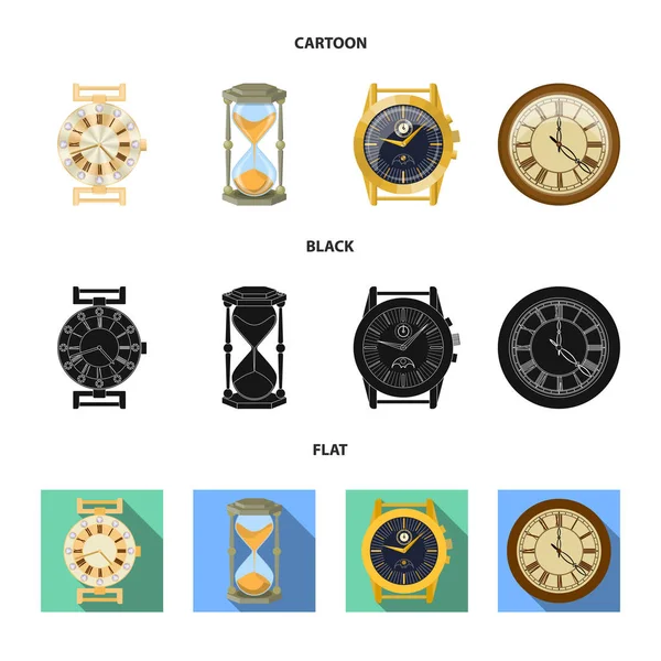 Εικονογράφηση διάνυσμα σύμβολο ρολόι και το χρόνο. Συλλογή από ρολόι και κύκλο εικονογράφηση διάνυσμα απόθεμα. — Διανυσματικό Αρχείο