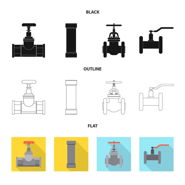 Ilustração vetorial do ícone de tubo e tubo. Conjunto de ilustrações vetoriais de tubulação e tubulação . — Vetor de Stock