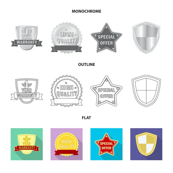Vector design of emblem and badge sign. Set of emblem and sticker vector icon for stock. — Stock Vector