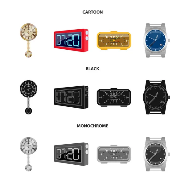 時計と時間のアイコンのベクター デザイン。時計と円の株式ベクトル図のセット. — ストックベクタ