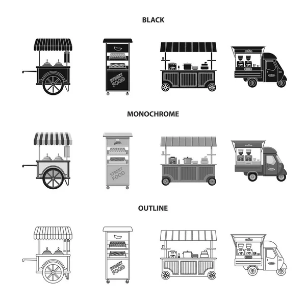 Vektor-Illustration des Marktes und der äußeren Zeichen. Sammlung von Markt- und Lebensmittelsymbolen für das Web. — Stockvektor