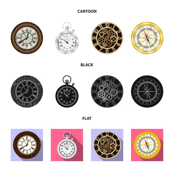 Vector design of clock and time sign. Collection of clock and circle vector icon for stock. — Stock Vector