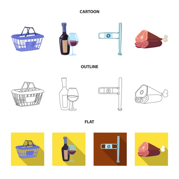 Векторная иллюстрация пищевых продуктов и напитков. Набор векторных иллюстраций запасов продуктов питания и хранения . — стоковый вектор