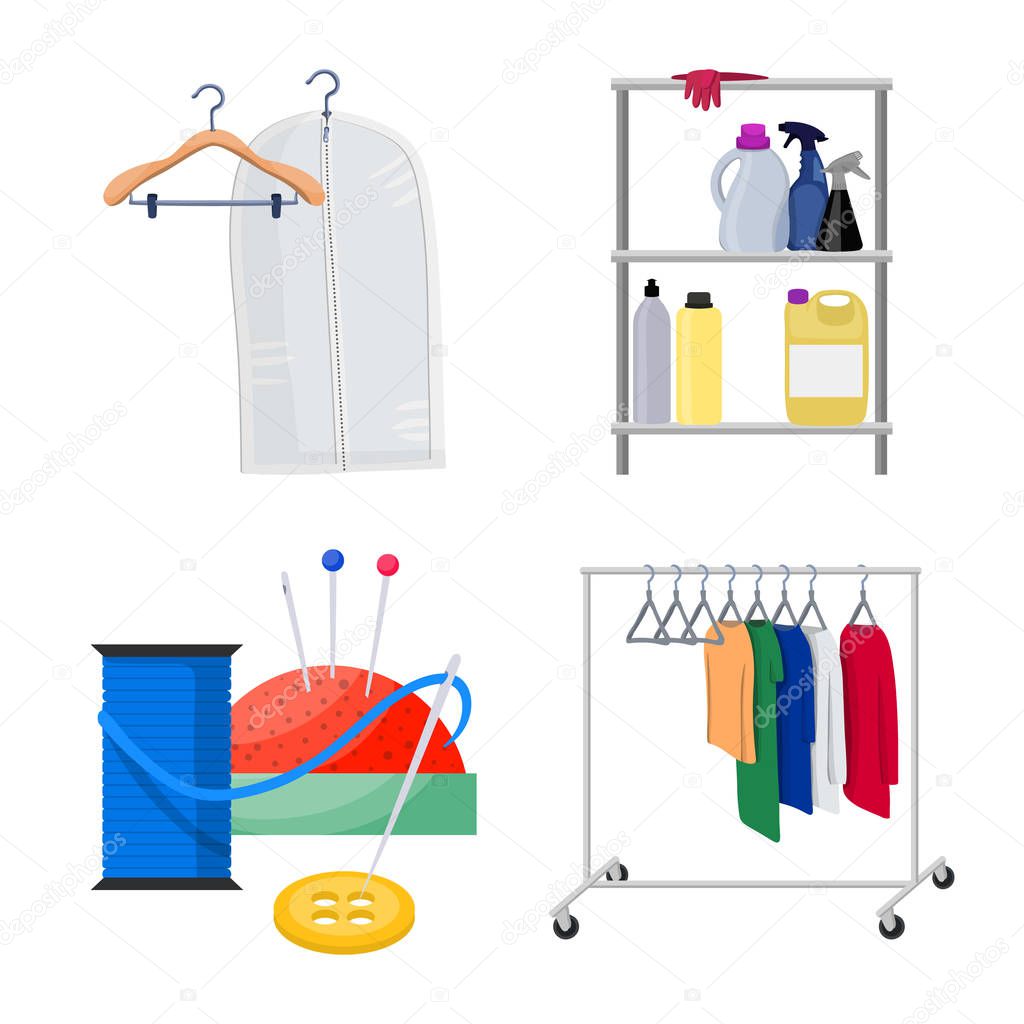 Vector design of laundry and clean logo. Collection of laundry and clothes stock symbol for web.