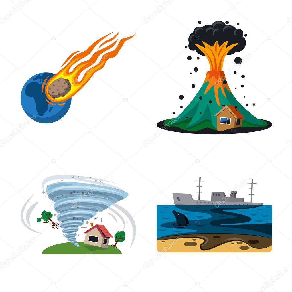 Vector design of natural and disaster sign. Collection of natural and risk stock vector illustration.