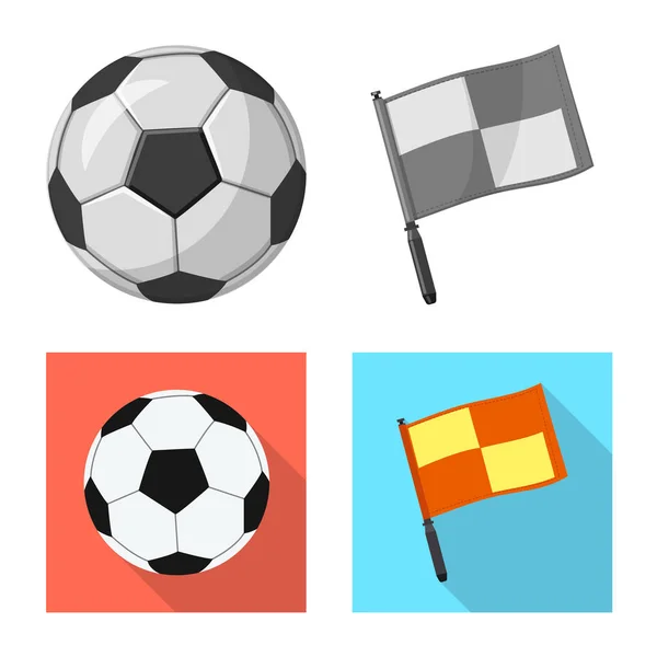 Isoliertes Objekt von Fußball und Ausrüstungslogo. Set von Fußball und Turnier Aktien Vektor Illustration. — Stockvektor