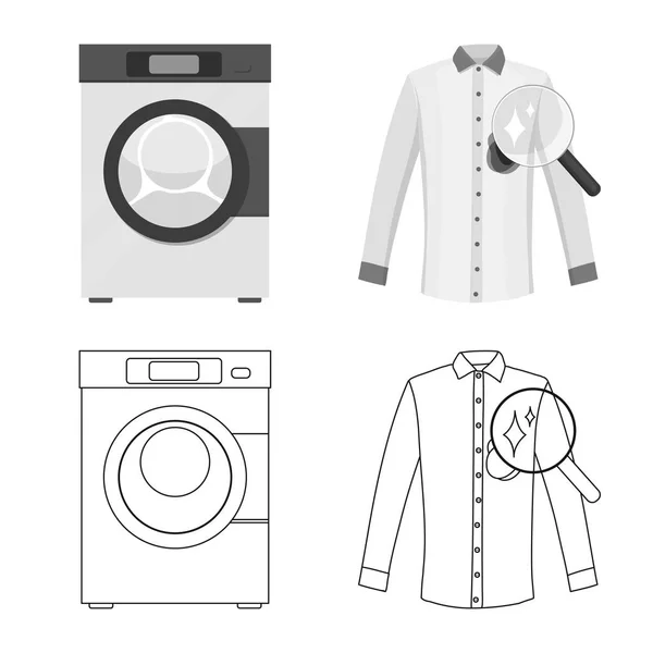 Objet isolé de blanchisserie et logo propre. Collection de blanchisserie et vêtements illustration vectorielle de stock . — Image vectorielle