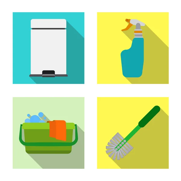 Vectorillustratie van schoonmaak- en service-symbool. Set van schoonmaak- en huishoudelijke vector pictogram voor voorraad. — Stockvector