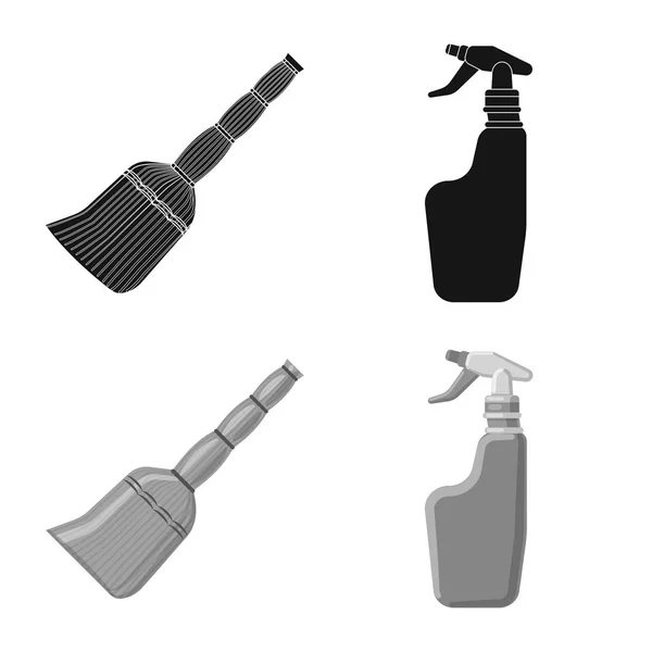 Projeto vetorial de limpeza e símbolo de serviço. Conjunto de limpeza e ilustração do vetor do estoque doméstico . —  Vetores de Stock