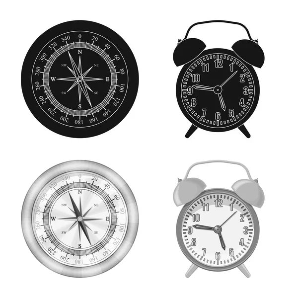 Diseño vectorial del reloj y el icono de la hora. Conjunto de reloj y círculo icono de vector para la acción . — Vector de stock