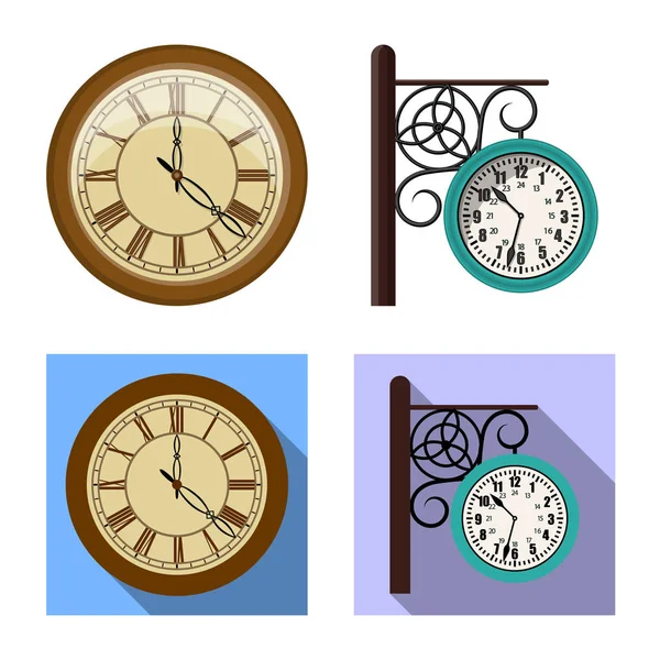 Diseño vectorial del reloj y el logotipo del tiempo. Conjunto de reloj y círculo icono de vector para la acción . — Vector de stock