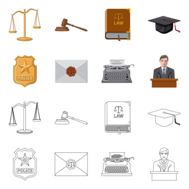 Hukuk ve avukat logo vektör Illustration. Hisse senedi için hukuk ve adalet vektör simge kümesi.