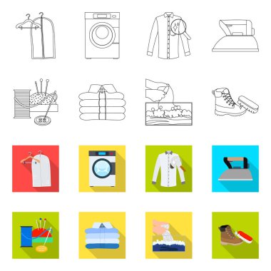 Çamaşırhane ve temiz simge vektör Illustration. Çamaşırhane ve giyim koleksiyonu vektör hisse senedi simgesi.
