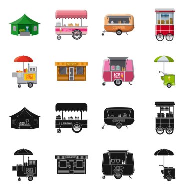 Piyasa ve dış işareti vektör çizimi. Market ve gıda vektör simgesini hissenin topluluğu.