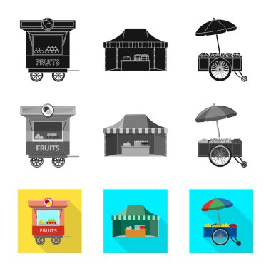 Piyasa ve dış simge vektör Illustration. Market ve gıda hisse senedi vektör çizim seti.