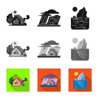 Doğal ve felaket sembolü yalıtılmış nesne. Risk hisse senedi vektör çizim ve doğal kümesi.
