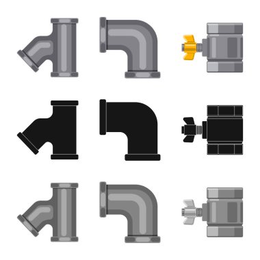 Boru ve tüp logo yalıtılmış nesne. Boru ve boru hattı hisse senedi vektör çizim topluluğu.