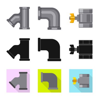 Boru ve tüp logo vektör tasarımı. Boru ve boru hattı hisse senedi simgesi web için kümesi.