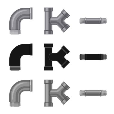 Boru ve tüp işareti yalıtılmış nesne. Boru ve boru hattı hisse senedi vektör çizim topluluğu.