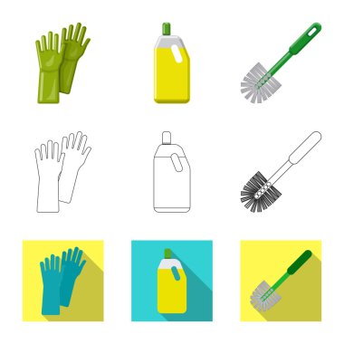 Temizlik ve servis sembolü yalıtılmış nesne. Temizlik ve ev hisse senedi vektör çizim seti.