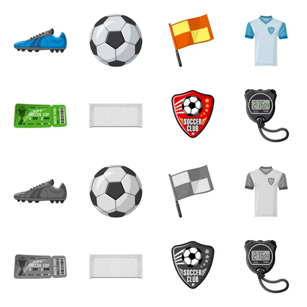 Isoliertes Objekt Des Fußballs Und Der Ausrüstungsikone Set Von Fußball — Stockvektor