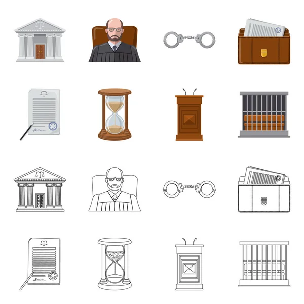 Ilustração vetorial da lei e logotipo do advogado. Conjunto de lei e justiça ilustração vetor estoque . — Vetor de Stock
