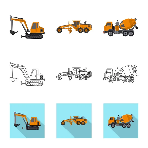 Ilustração vetorial do signo de construção e construção. Conjunto de construção e ícone de vetor de máquinas para estoque . — Vetor de Stock