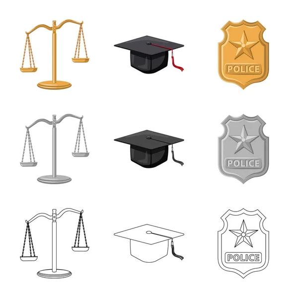 Isolated object of law and lawyer sign. Set of law and justice vector icon for stock. — Stock Vector
