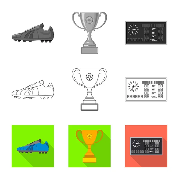 Vektor ilustrasi sepak bola dan ikon gigi. Set dari sepak bola dan turnamen stok simbol untuk web . - Stok Vektor