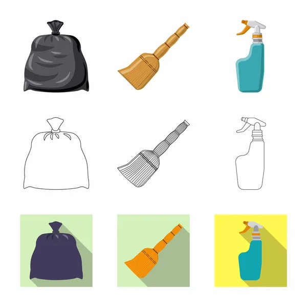 Design de vetor de limpeza e logotipo de serviço. Conjunto de limpeza e ilustração do vetor do estoque doméstico . —  Vetores de Stock