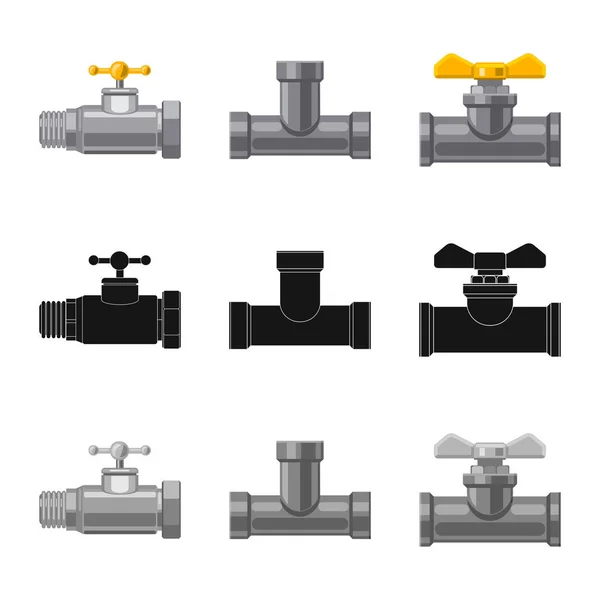 Oggetto isolato di tubo e tubo logo. Raccolta di tubo e gasdotto stock vettoriale illustrazione . — Vettoriale Stock