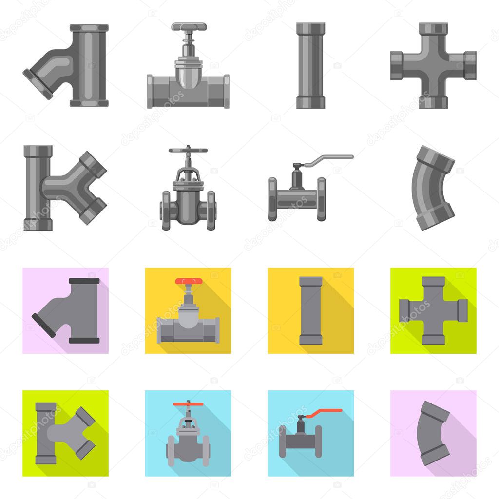Isolated object of pipe and tube icon. Collection of pipe and pipeline vector icon for stock.