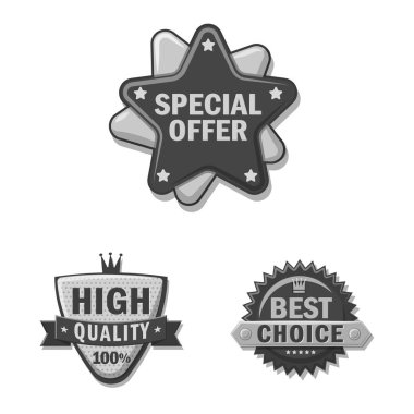 Amblem ve rozet logo vektör tasarımı. Web için amblem ve etiket hisse senedi simgesi kümesi.