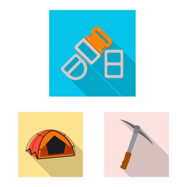 Dağcılık ve tepe simgesi yalıtılmış nesne. Kamp ve dağcılık topluluğu hisse senedi için vektör simgesi.