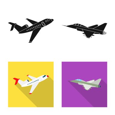 Uçak ve taşıma işareti yalıtılmış nesne. Web için uçak ve gökyüzü hisse senedi simgesi kümesi.